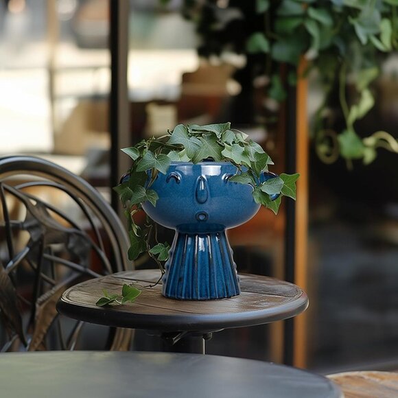 NEW 7 Inch Cute Face Planter for Indoor Outdoor Plants Ceramic Succulent Pot - Picture 8 of 10